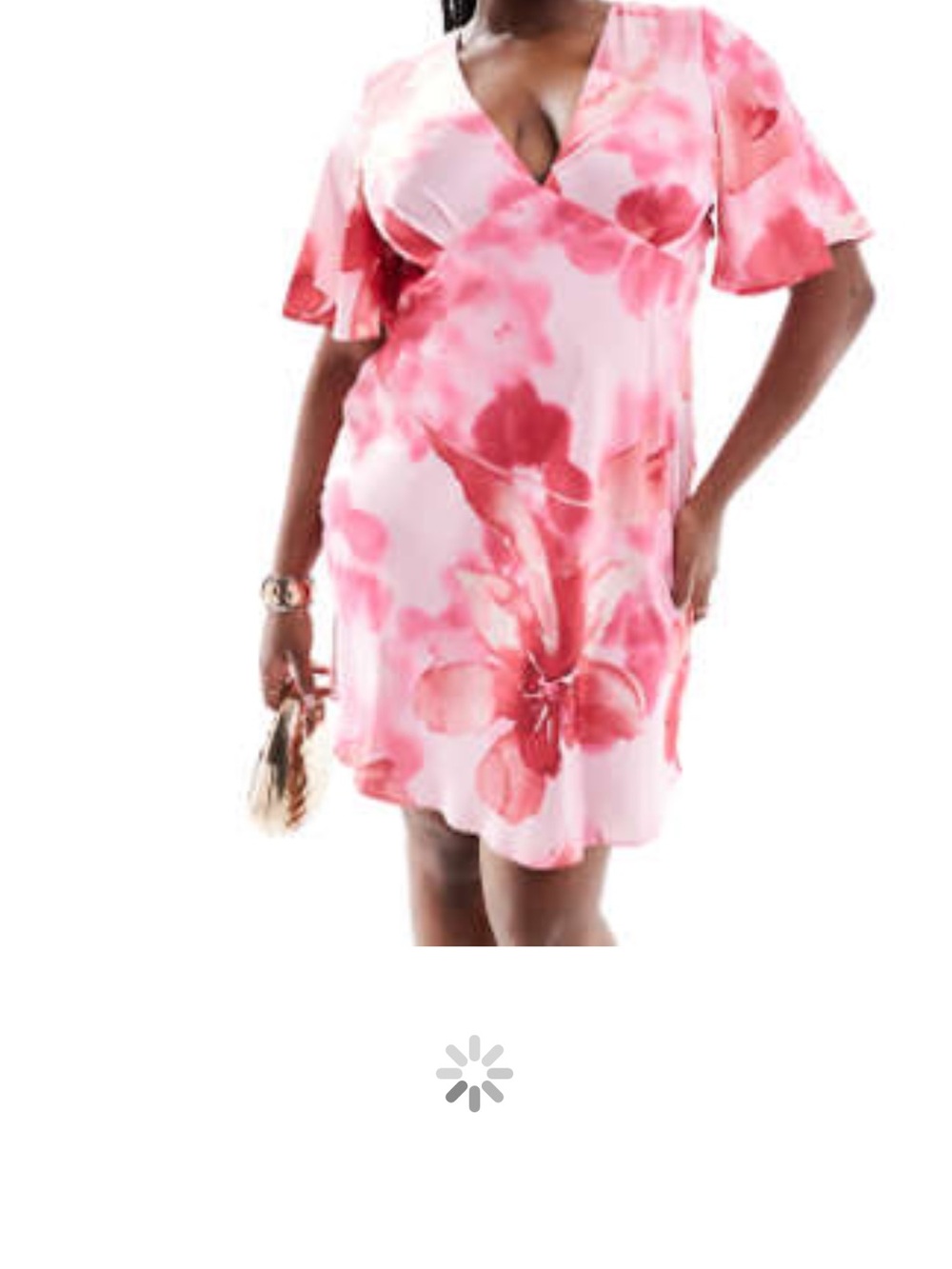 ASOS Curve Pink Floral Satin Dress